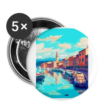 Saint Tropez Frankreich Vintage Reiseplakat Souvenir - Buttons groß 56 mm (5er Pack) - Weiß - Vorne