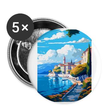 Opatija Kroatien Vintage Reiseplakat Souvenir WPA - Buttons groß 56 mm (5er Pack) - Weiß - Vorne