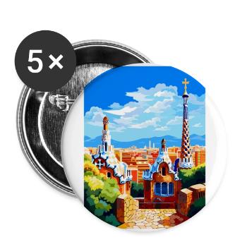 Barcelone Espagne Affiche de voyage vintage Souvenir WPA - Lot de 5 grands badges (56 mm) - blanc - Devant