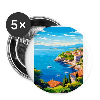 Côte d Azur Frankreich Vintage Reiseplakat Souvenir - Buttons groß 56 mm (5er Pack) - Weiß - Vorne