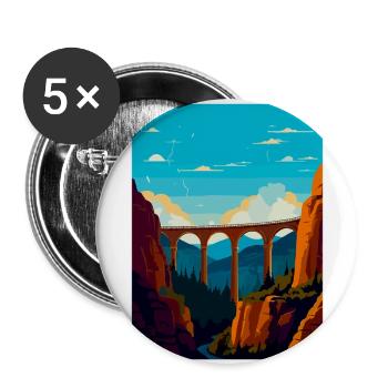 Affiche de voyage du viaduc de Landwasser en Suisse WPA - Lot de 5 grands badges (56 mm) - blanc - Devant