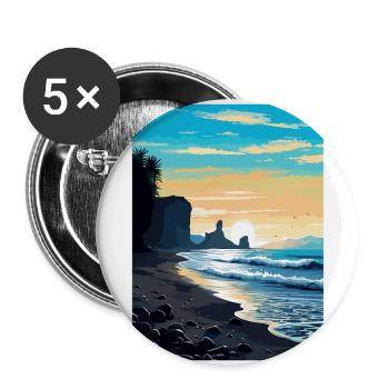 Black Sand Beach Iceland Vintage Travel Poster WPA - Buttons large 2.2''/56 mm (5-pack) - white - Front