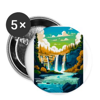 Plitvicer Seen Kroatien Vintage Reiseplakat WPA - Buttons groß 56 mm (5er Pack) - Weiß - Vorne