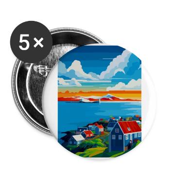 Reykjavik Island Vintage Reiseplakat Souvenir - Buttons groß 56 mm (5er Pack) - Weiß - Vorne