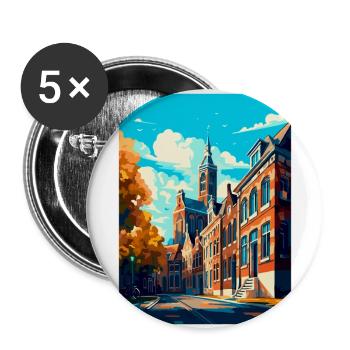 Tilburg Pays-Bas Poster de voyage vintage souvenir - Lot de 5 grands badges (56 mm) - blanc - Devant