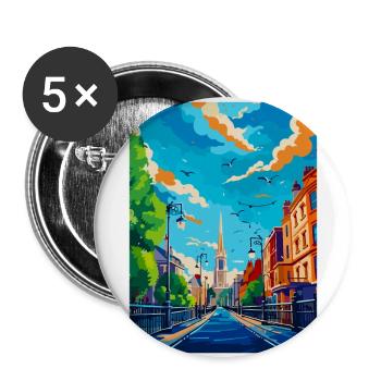 Dublin Irland Uk Vintage Reiseplakat Souvenir - Buttons groß 56 mm (5er Pack) - Weiß - Vorne