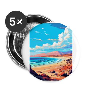 Fuerteventura Espagne Affiche de voyage vintage Souvenir - Lot de 5 grands badges (56 mm) - blanc - Devant
