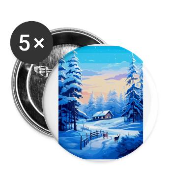 Laponie Finlande Affiche de voyage vintage souvenir WPA - Lot de 5 grands badges (56 mm) - blanc - Devant