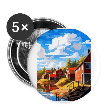 Porvoo Finlande Affiche de voyage vintage souvenir WPA - Lot de 5 grands badges (56 mm) - blanc - Devant