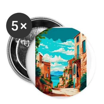 Mallorca Spanien Vintage Reiseplakat Souvenir WPA - Buttons groß 56 mm (5er Pack) - Weiß - Vorne