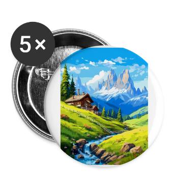 Dolomiten Italien Vintage Reiseplakat Souvenir WPA - Buttons groß 56 mm (5er Pack) - Weiß - Vorne