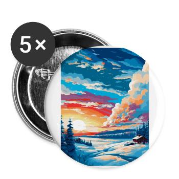 Kiruna Suède Affiche de voyage vintage WPA Souvenir - Lot de 5 grands badges (56 mm) - blanc - Devant