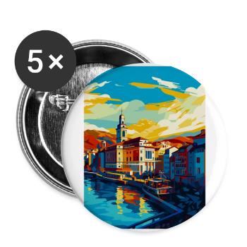 Bilbao Spain Vintage Travel Poster WPA Souvenir - Buttons large 2.2''/56 mm (5-pack) - white - Front