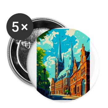 Brême Allemagne Affiche de voyage vintage Souvenir WPA - Lot de 5 grands badges (56 mm) - blanc - Devant