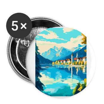 Lucerne Switzerland Vintage Travel Poster Souvenir - Buttons large 2.2''/56 mm (5-pack) - white - Front