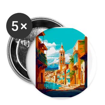 Carthagène Espagne Affiche de voyage vintage Souvenir WPA - Lot de 5 grands badges (56 mm) - blanc - Devant