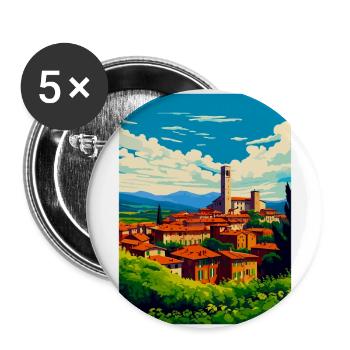 Lucca Italy Vintage Travel Poster WPA Art Souvenir - Buttons large 2.2''/56 mm (5-pack) - white - Front