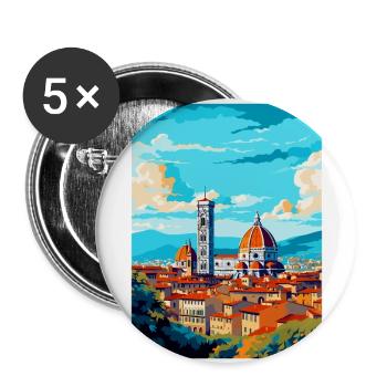 Florence Italie Affiche de voyage vintage Souvenir WPA - Lot de 5 grands badges (56 mm) - blanc - Devant
