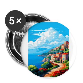 Elba Italy Vintage Travel Poster Souvenir Souvenir - Buttons large 2.2''/56 mm (5-pack) - white - Front