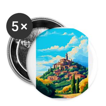 Montepulciano Italien Vintage Reiseplakat Souvenir - Buttons groß 56 mm (5er Pack) - Weiß - Vorne