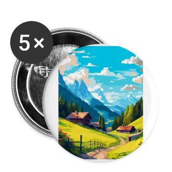 Appenzell Schweiz Vintage Reiseplakat WPA - Buttons groß 56 mm (5er Pack) - Weiß - Vorne