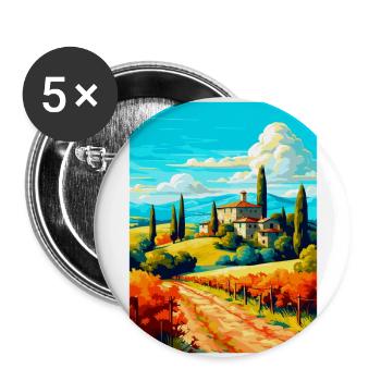 Tuscany Italy Vintage Travel Poster WPA Souvenir - Buttons large 2.2''/56 mm (5-pack) - white - Front