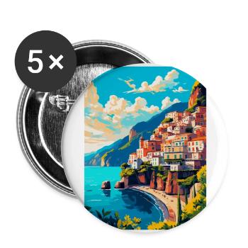 Amalfi Italy Vintage Travel Poster WPA Souvenir - Buttons large 2.2''/56 mm (5-pack) - white - Front