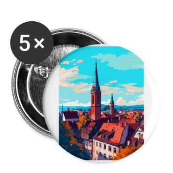 Freiburg Germany Vintage Travel Poster Souvenir - Buttons large 2.2''/56 mm (5-pack) - white - Front