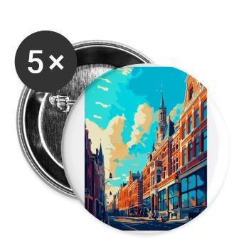 Den Haag Niederlande Vintage Reiseplakat WPA - Buttons groß 56 mm (5er Pack) - Weiß - Vorne
