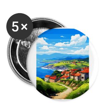 Basque Country Spain Vintage Travel Poster WPA Art - Buttons large 2.2''/56 mm (5-pack) - white - Front
