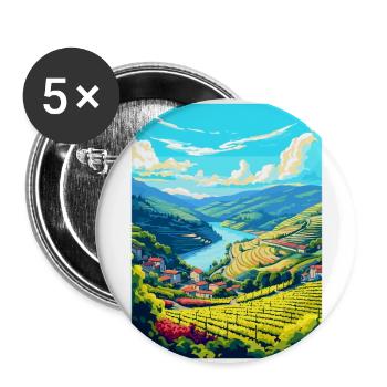 Douro-Tal Portugal Vintage Reiseposter WPA - Buttons groß 56 mm (5er Pack) - Weiß - Vorne