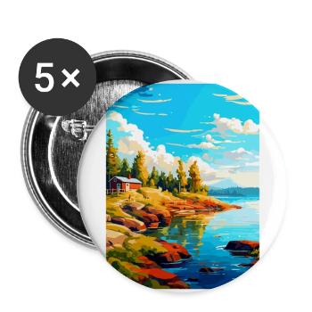 Ålandinseln Finnland Vintage Reiseplakat WPA - Buttons groß 56 mm (5er Pack) - Weiß - Vorne