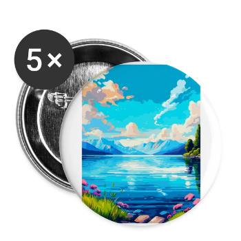 Lac Léman Suisse France Affiche de voyage WPA - Lot de 5 grands badges (56 mm) - blanc - Devant