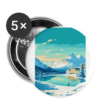 St Moritz Suisse Affiche de voyage vintage WPA - Lot de 5 grands badges (56 mm) - blanc - Devant