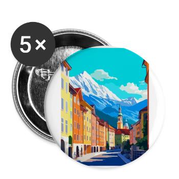 Innsbruck Autriche Affiche de voyage vintage souvenir - Lot de 5 grands badges (56 mm) - blanc - Devant