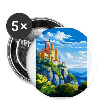 Sintra Portugal Affiche de voyage vintage Souvenir WPA - Lot de 5 grands badges (56 mm) - blanc - Devant