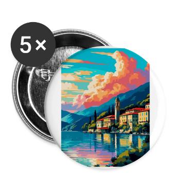 Lake Como Italy Vintage Travel Poster Souvenir WPA - Buttons large 2.2''/56 mm (5-pack) - white - Front