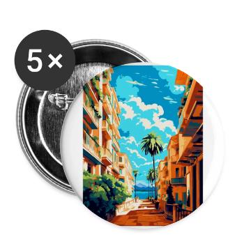 Malaga Espagne Affiche de voyage vintage WPA Souvenir - Lot de 5 grands badges (56 mm) - blanc - Devant