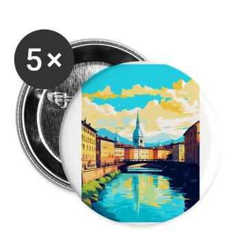 Turin Italy Vintage Travel Poster WPA Art Souvenir - Buttons large 2.2''/56 mm (5-pack) - white - Front