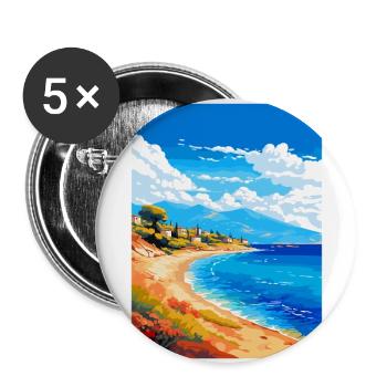 Affiche de voyage vintage de l’île d’Agistri en Grèce WPA - Lot de 5 grands badges (56 mm) - blanc - Devant