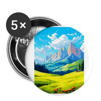 Dolomiten Italien Vintage Reiseplakat Souvenir WPA - Buttons groß 56 mm (5er Pack) - Weiß - Vorne