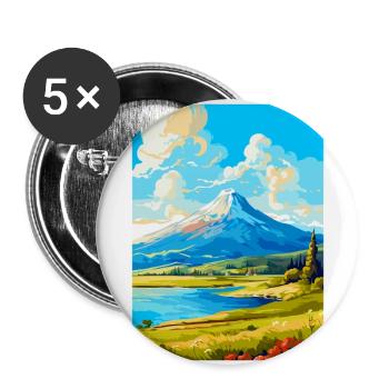 Mont Dirfi Grèce Affiche de voyage vintage souvenir - Lot de 5 grands badges (56 mm) - blanc - Devant