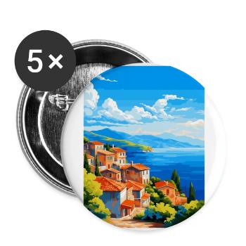 Samos Griechenland Vintage Reiseposter WPA Souvenir - Buttons groß 56 mm (5er Pack) - Weiß - Vorne