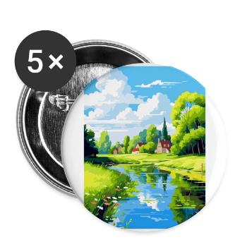 Spreewald Deutschland Vintage Reiseplakat Souvenir - Buttons groß 56 mm (5er Pack) - Weiß - Vorne