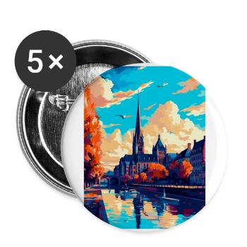 Bonn Deutschland Vintage Reiseposter WPA Souvenir - Buttons groß 56 mm (5er Pack) - Weiß - Vorne