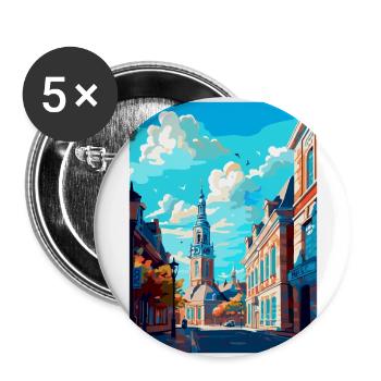 Breda Niederlande Vintage Reiseplakat Souvenir - Buttons groß 56 mm (5er Pack) - Weiß - Vorne