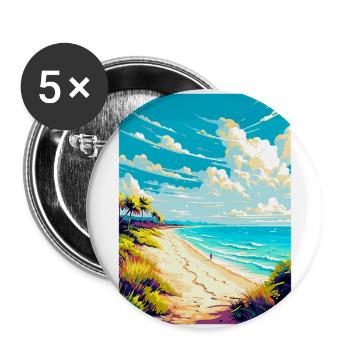 Strand Podrace Kroatien Vintage Reiseposter WPA - Buttons groß 56 mm (5er Pack) - Weiß - Vorne