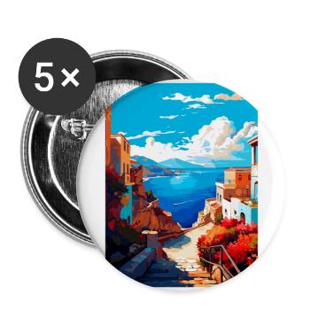Kreta Griechenland Vintage Reiseplakat WPA Souvenir - Buttons groß 56 mm (5er Pack) - Weiß - Vorne