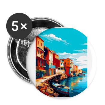 Costa Nova Portugal Affiche de voyage vintage souvenir - Lot de 5 grands badges (56 mm) - blanc - Devant