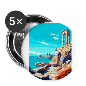 Delos Grèce Vintage Poster Voyage WPA Souvenir - Lot de 5 grands badges (56 mm) - blanc - Devant